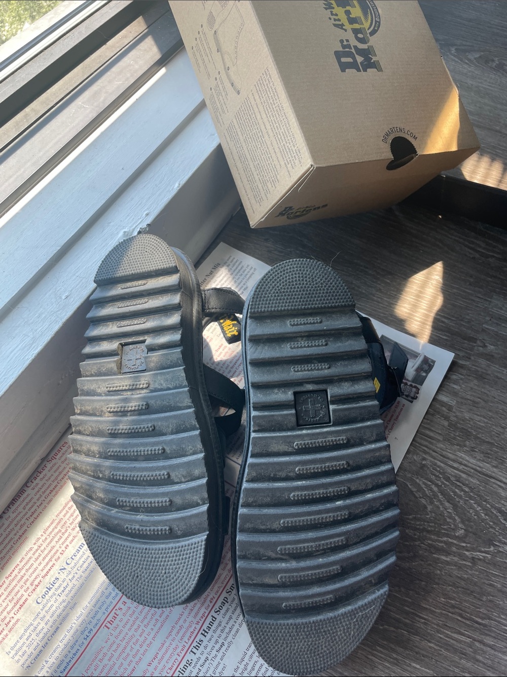 SOLD) Dr. Martens Black Sandal with Yellow Stitching - Picture 3 of 4